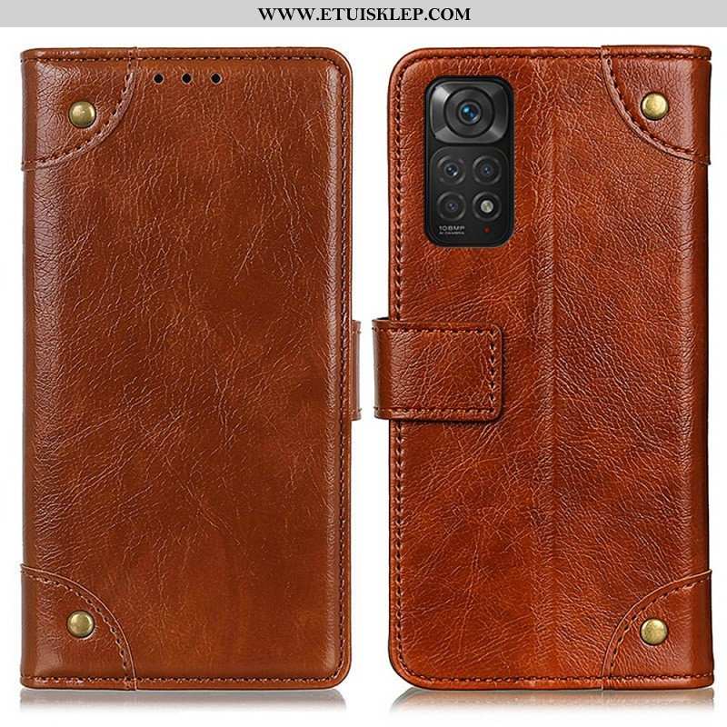 Etui Na Telefon Pokrowce do Xiaomi Redmi Note 11 / 11S Nity W Stylu Vintage Ze Skóry Nappa